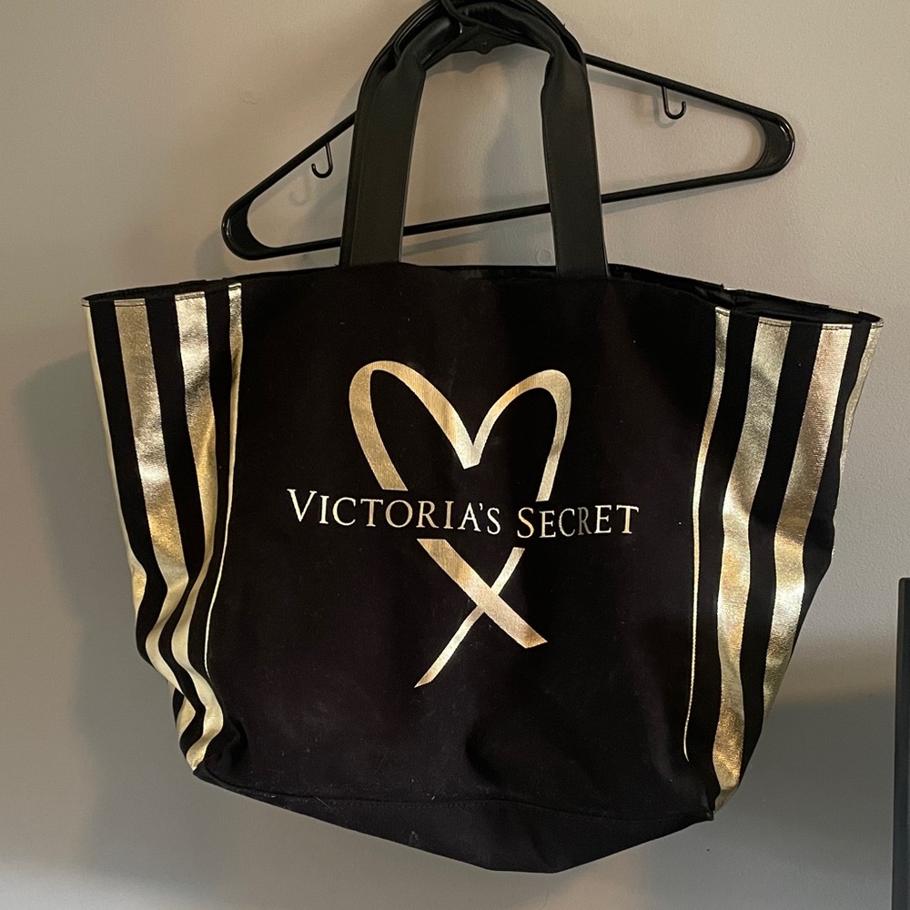 Victoria's Secret Black Tote with Gold Accents